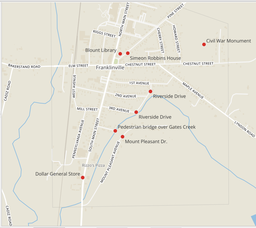 Map of the Village of Franklinville New York generated in conjunction with MerginMap and QGIS.