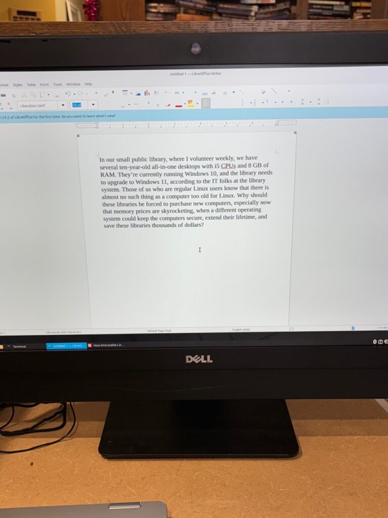LibreOffice Writer with open file. 
